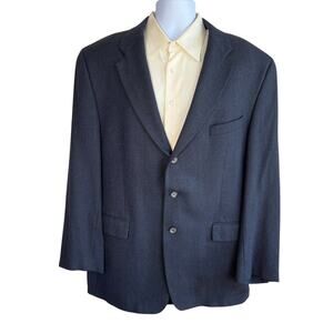Vintage Chaps Ralph Lauren Mens Navy Blue Union Made Wool Blazer Size 46L Preppy
